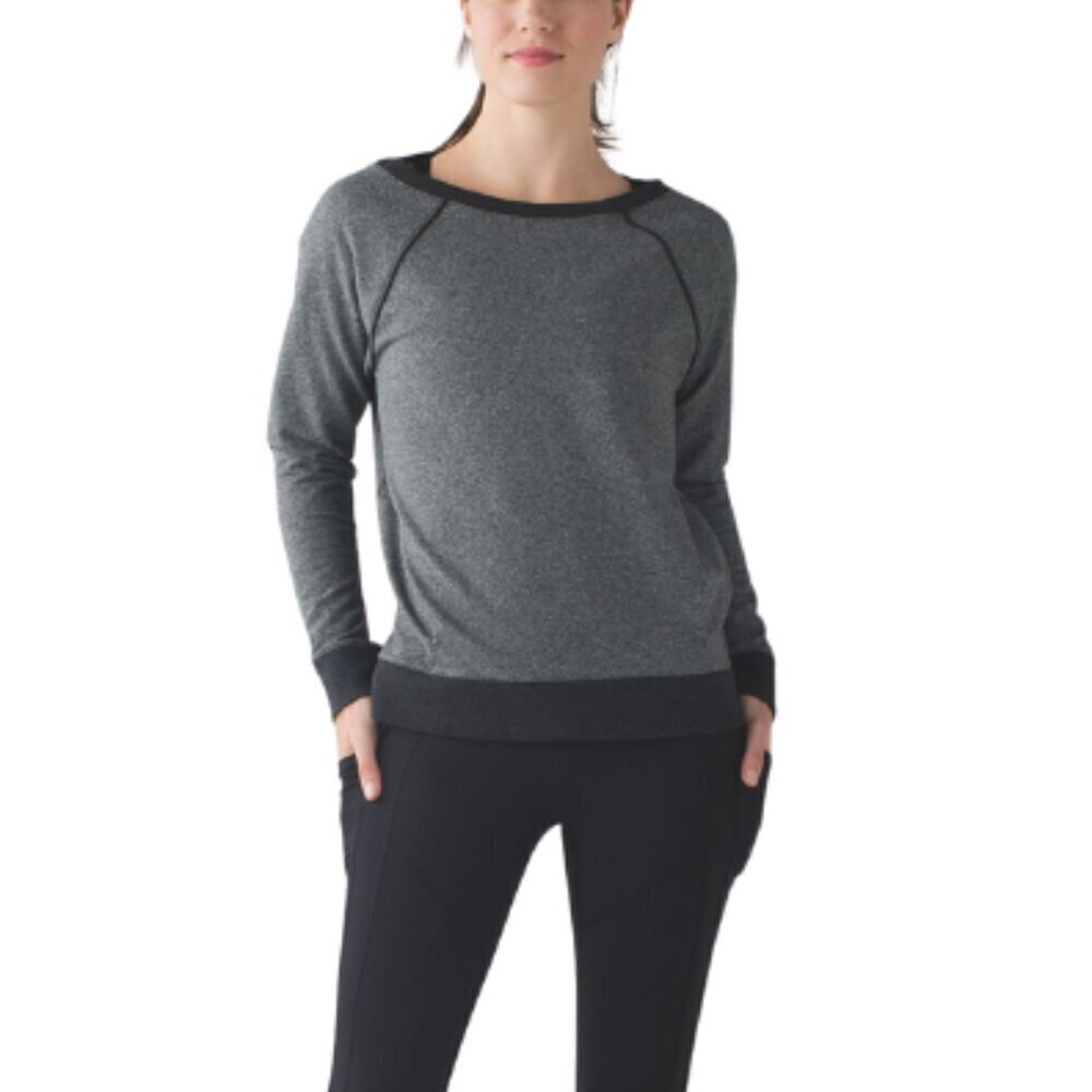 Lululemon Womens 8 Crew Love Pullover Heathered Speckled Black